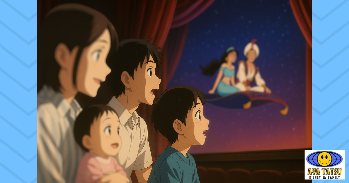 家族で劇団四季の舞台に感動している様子
